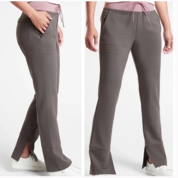 Athleta Hermosa Pants Mid Rise Gray Pink Size Large - Picture 1 of 16